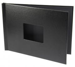 Easy Book, DIN A4 Querformat, schwarzer Ledereinband, mit Fenster